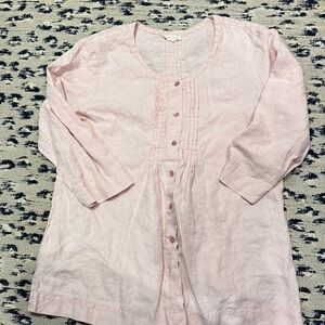 Light Pink linen Button-Up Blouse